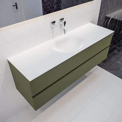 Mondiaz VICA ensemble de meuble de salle de bain - 150cm - meuble sous-vasque armée - 2 tiroirs - lavabo lune milieu - sans trou de robinet version XL 60cm de haut