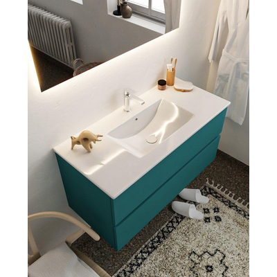 Mondiaz VICA ensemble de meuble de salle de bain - 100cm - meuble sous-vasque smag - 2 tiroirs - lavabo denia milieu - 1 trou de robinet - version XL 60cm de haut