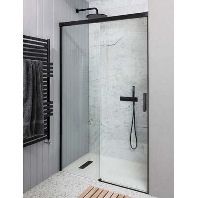 Crosswater MPRO Schuifdeur - 150x195cm - softclose - antikalkbehandeling - zwart mat TWEEDEKANS
