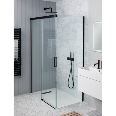 Crosswater MPRO Zijwand - 90cm - met antikalkbehandeling - voor combinatie met schuifdeur - mat zwart