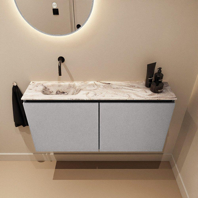 MONDIAZ TURE-DLUX 100cm toiletmeubel Plata. EDEN wastafel Glace positie links. Zonder kraangat.