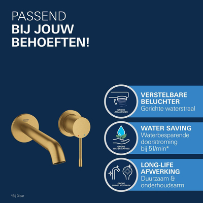 GROHE Essence New Robinet de lavabo encastré - bec 18,3 cm - taille M - brushed cool sunrise