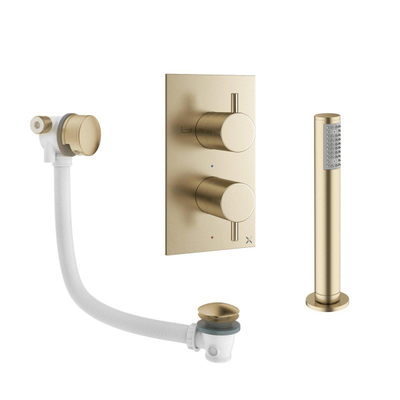 Crosswater MPRO Badkraan - inbouw - verticaal - 2 functies - geborsteld messing (goud)