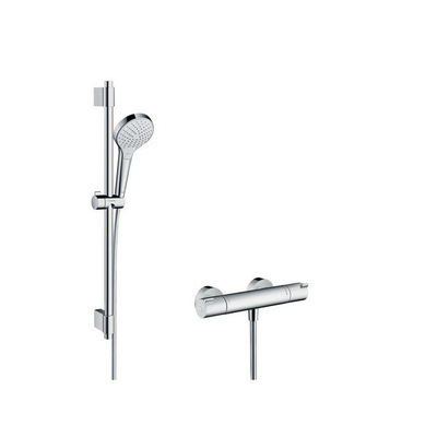 Hansgrohe Croma select s Douchesysteem - met Ecostat - 1001 CL douchekraan - thermostatisch - 72cm renovatiesetch - thermostaat - chroom