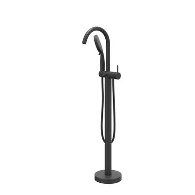 IVY Bond Robinet de baignoire sur pied - douchette à main - 3 positions - flexible de 150 cm - bec pivotant - noir mat PED