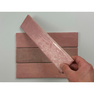 ÉCHANTILLON Terravito Mellina Carreau mural en céramique - 6x24,6cm - 8mm - Rose