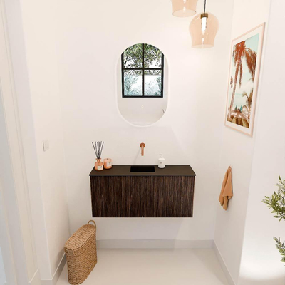 Mondiaz JOYA 90cm toiletmeubel - kleur Walnut - Wastafel FAYE positie Midden Zonder kraangat kleur Urban.