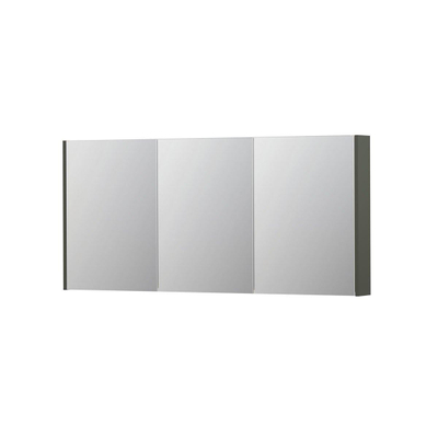 INK SPK2 spiegelkast – 160x74x14 cm – 3 deuren, dubbelzijdige spiegeldeuren – Mat beton groen
