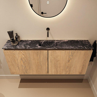 MONDIAZ TURE-DLUX 120cm meuble WC Washed Oak. EDEN lavabo Lava position milieu. Sans trou de robinet.