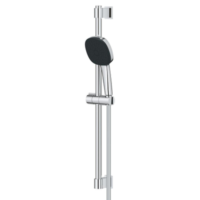 GROHE Vitalio Comfort 110 Ensemble barre de douche - 60cm - douchette à main carrée - 3 types de jets - flexible de douche lisse - chrome