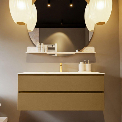 Mondiaz VICA-DLUX Ensemble de meuble de salle de bain - 120cm - meuble sous-vasque oro - 2 tiroirs - lavabo encastré cloud milieu - 1 trou de robinet - version haute de 60cm - ostra