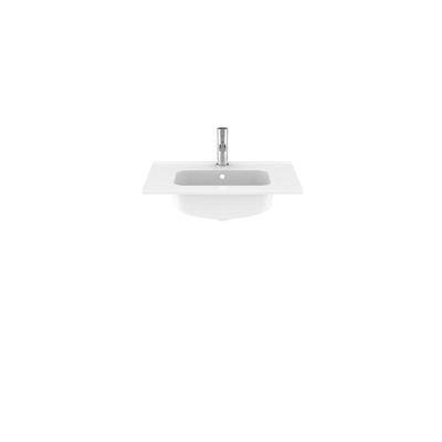 Crosswater Kai Meuble sans miroir - 1 tiroir - 60x48x45.5cm - MDF Grey Oak mat - lavabo inclu
