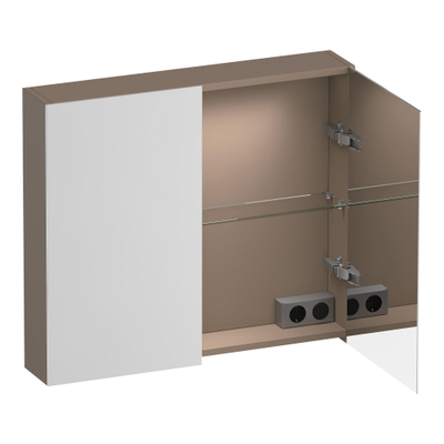 BRAUER Impress Deluxe spiegelkast – 80x70x15 cm – LED-verlichting – Mokka