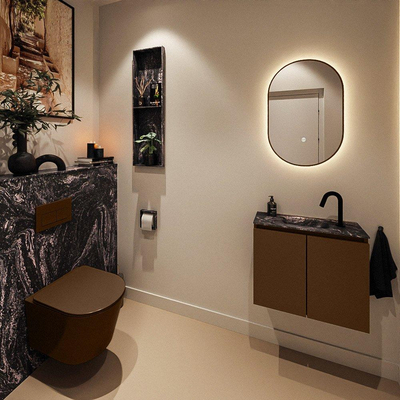 MONDIAZ TURE-DLUX 60cm toiletmeubel Rust. EDEN wastafel Lava positie midden. Met 1 kraangat.