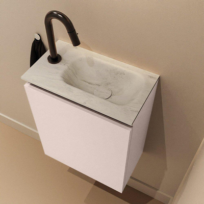 MONDIAZ TURE-DLUX 40cm toiletmeubel Rosee. EDEN wastafel Opalo positie rechts. Met 1 kraangat.