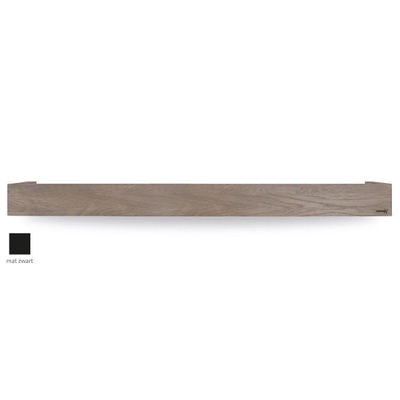 Looox Wood collection shelf BoX 120cm met bodemplaat zwart mat eiken