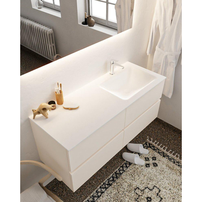 Mondiaz VICA ensemble de meuble de salle de bain - 120cm - meuble sous-vasque lin - 4 tiroirs - lavabo nuage droite - 1 trou de robinet - miroir LED - version XL 60cm haut