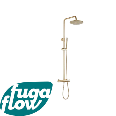 FugaFlow Eccelente Sobrado Douche pluie pommeau 21.8cm avec robinet thermostatique et douchette stick Laiton brossé PVD