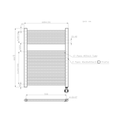 Best Design Senden elektrische radiator 80x60cm 380watt zwart mat