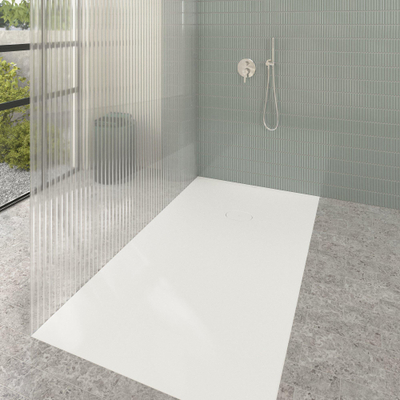 Villeroy & Boch Ecora douchebak - 180x100x4.5cm - afvoer korte zijde - stone white (wit)