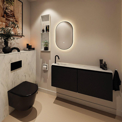 MONDIAZ TURE-DLUX Meuble toilette - 120cm - Urban - EDEN - vasque Opalo - position gauche - 1 trou de robinet