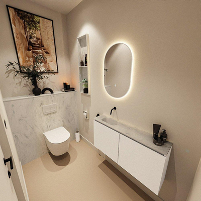 MONDIAZ TURE-DLUX 100cm toiletmeubel Talc. EDEN wastafel Opalo positie links. Zonder kraangat.