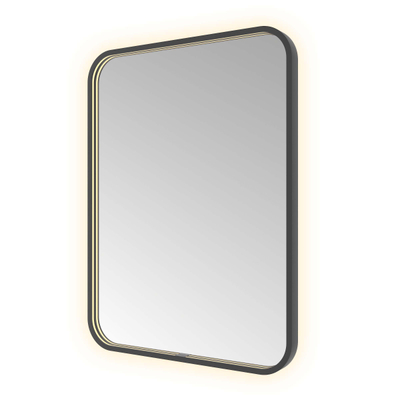 Hotbath &MORE Spiegel - 60x80cm - direct en indirect LED - spiegelverwarming - color changing - dimbaar - met afstandsbediening - PVD - geborsteld zwart