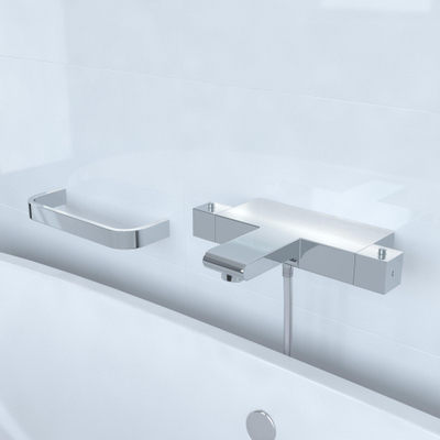 Brauer Square CS bad en douche thermostaatkraan plus Square CS handdoucheset chroom OUTLET