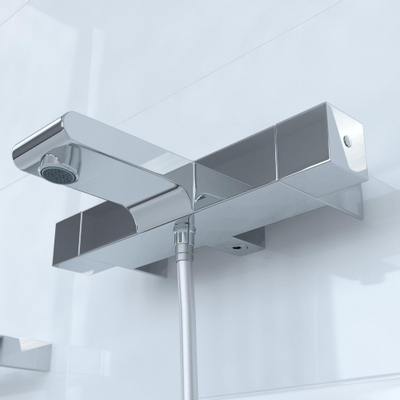 Brauer Square CS bad en douche thermostaatkraan plus Square CS handdoucheset chroom OUTLET