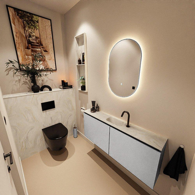 MONDIAZ TURE-DLUX 120cm toiletmeubel Plata. EDEN wastafel Ostra positie midden. Met 1 kraangat.