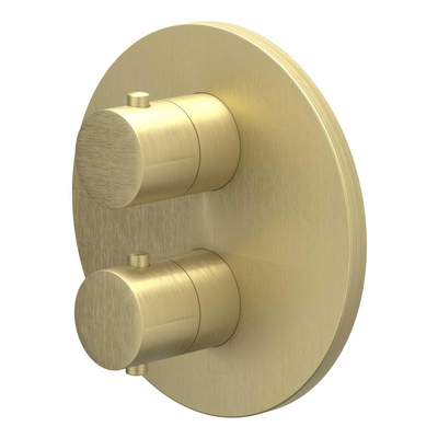 IVY Bond Partie de finition - pour thermostat encastrable - inverseur 2 voies avec arrêt - rosace ronde - Or brossé mat PVD