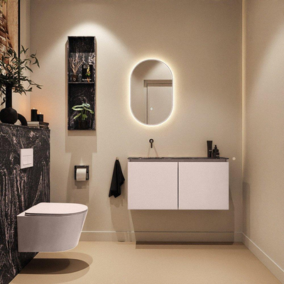 MONDIAZ TURE-DLUX Meuble toilette - 100cm - Rosee - EDEN - vasque Lava - position gauche - sans trou de robinet