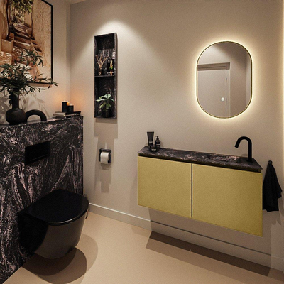 MONDIAZ TURE-DLUX 100cm toiletmeubel Oro. EDEN wastafel Lava positie rechts. Met 1 kraangat.