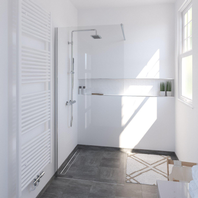 Plieger Panorama paroi de douche 6mm 88/90x200cm fixation et barre de maintien 100cm réglable chrome