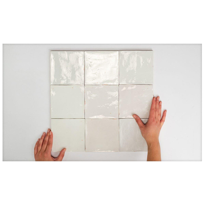 Vtwonen Craft wandtegel - 12x12cm - 12mm - vierkant - friese witjes - glans egg wit