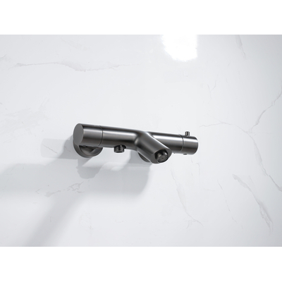 Fortifura Calvi thermostatische badkraan - PVD - geborsteld gunmetal (antraciet)