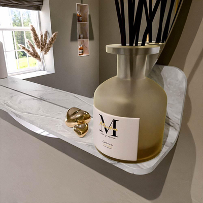 Mondiaz SPOT miroir – Ø 80 cm – avec tablette – Glace (marbre gris)
