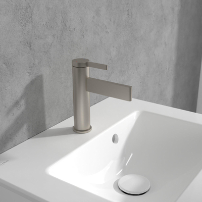 Villeroy & Boch Dawn 1 greeps wastafelkraan - zonder pop up afvoergarnituur - Brushed Nickel (rvs)