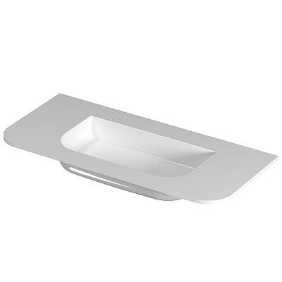 INK Modi Lavabo - 100x45x1.7cm - encastré - coins arrondis - sans trou de robinet - polystone - blanc brillant