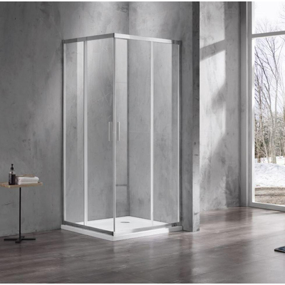 Marenza Casus Cabine de douche - 100x100x200cm - entrée d'angle - verre clair - profilé - chrome