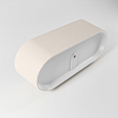 MONDIAZ NOBLE baignoire îlot - 180x75cm - solid surface - lin mat / talc (beige / blanc)