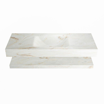 MONDIAZ ALAN - DLUX Badkamermeubelset - 120cm - planchet - Frappe - vrijhangende wastafel - wasbak midden - 1 kraangat - Frappe