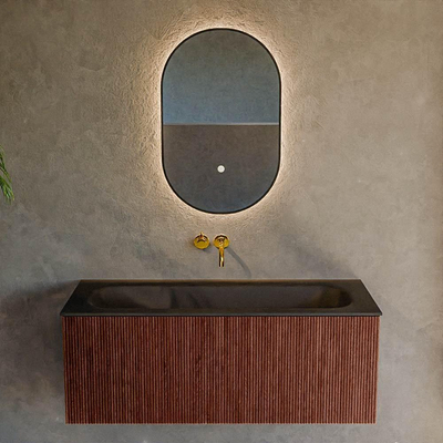 Mondiaz KURVE Badkamermeubelset - 110x46x40cm - 1 lade - wastafel solid surface - midden - zonder kraangat - Ruby