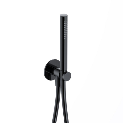 Hotbath Ace Handdoucheset - staafhanddouche - wandsteun - met uitlaat - 150cm - doucheslang - PVD - gepolijst zwart