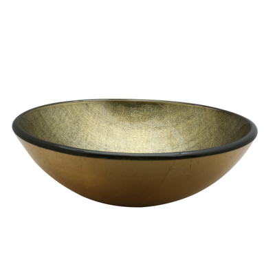Saniclass Pesca Limone Vasque à poser - 42x14,5cm - rond - verre trempé - or vert