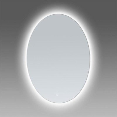 Saniclass Select spiegel ovaal 60x80cm met geborsteld aluminium zijden inclusief LED verlichting met touchscreen schakelaar TWEEDEKANS