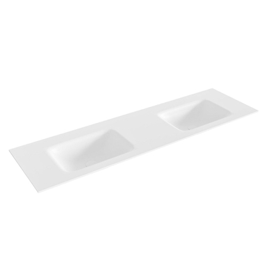 MONDIAZ GRUNNE Lavabo - 140x41cm - solid surface - encastré - double - Talc