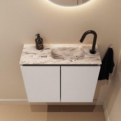 MONDIAZ TURE-DLUX Meuble WC 60 cm Linen. Vasque EDEN Glace position droite. Avec 1 trou de robinet.