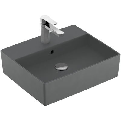 Villeroy & Boch memento 2.0 opzetwastafel - 50x42cm - 1 kraangat - met overloop CeramicPlus - Graphite (mat grijs)