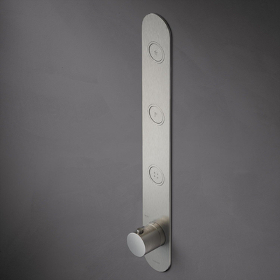 Hotbath Cobber Mitigeur thermostatique encastré avec 3 boutons poussoirs installation verticale nickel brossé